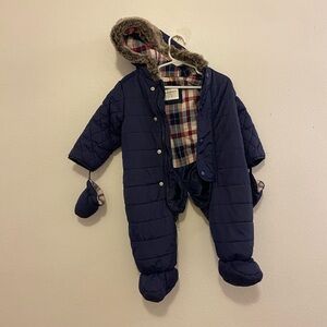Cozy Quilted Navy Kids bunting snow winter suit